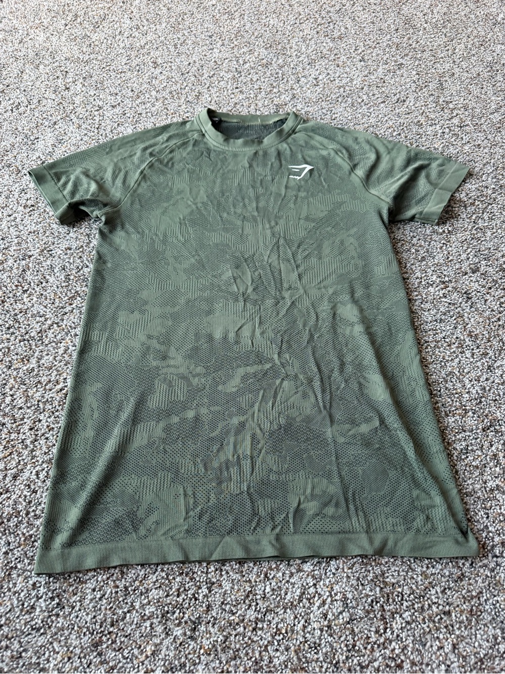 Gymshark Camo Seamless Green Short Sleeve Workout Training Top Small